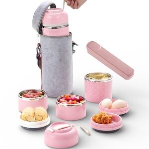 WORTHBUY Stackable Bento Lunch Box Stainless Steel With Insulated Bag